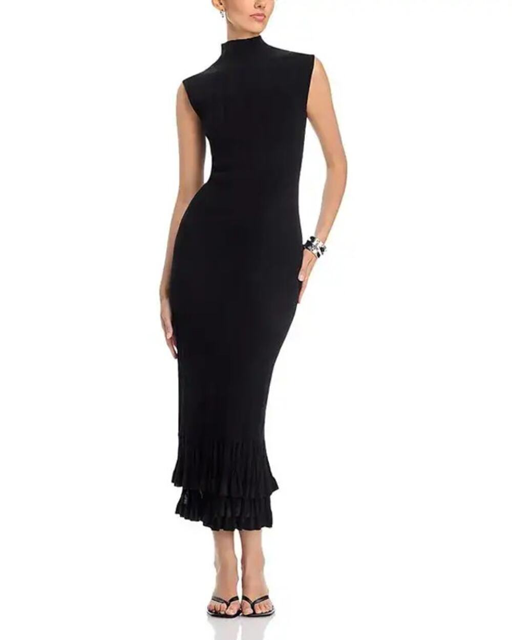 NEW A.L.C. Kennedy Knitted Midi Dress Black Size Medium